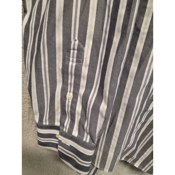 Brooks Brothers 1818 Regent Shirt XXL Blue White Striped Non-Iron Cotton Mens - Picture 8 of 11